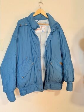 💙 Vintage Pyrenex Goose Down Bomber Jacket Blue | Made in France EU 52 L/XL